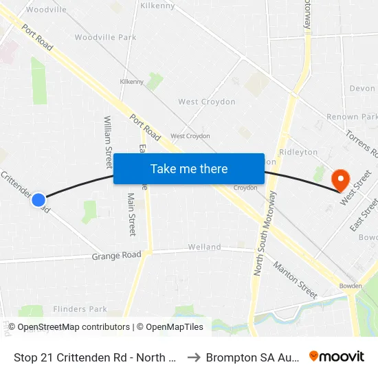 Stop 21 Crittenden Rd - North East side to Brompton SA Australia map