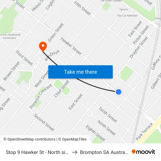 Stop 9 Hawker St - North side to Brompton SA Australia map