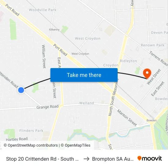 Stop 20 Crittenden Rd - South West side to Brompton SA Australia map
