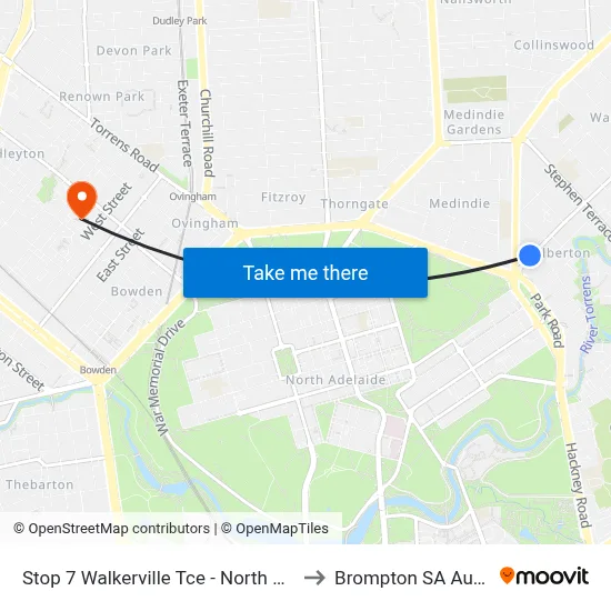 Stop 7 Walkerville Tce - North West side to Brompton SA Australia map