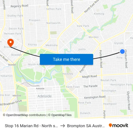 Stop 16 Marian Rd - North side to Brompton SA Australia map
