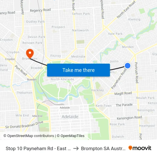 Stop 10 Payneham Rd - East side to Brompton SA Australia map