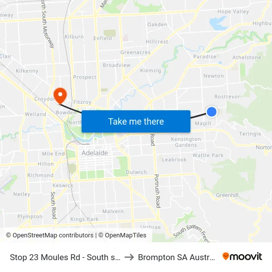 Stop 23 Moules Rd - South side to Brompton SA Australia map
