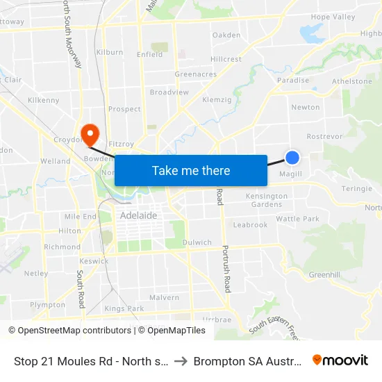 Stop 21 Moules Rd - North side to Brompton SA Australia map