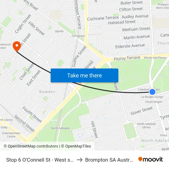 Stop 6 O'Connell St - West side to Brompton SA Australia map