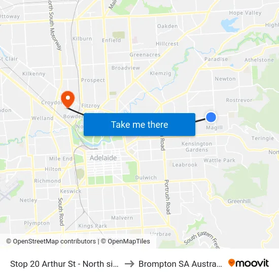 Stop 20 Arthur St - North side to Brompton SA Australia map