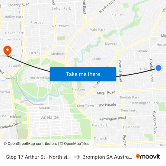 Stop 17 Arthur St - North side to Brompton SA Australia map