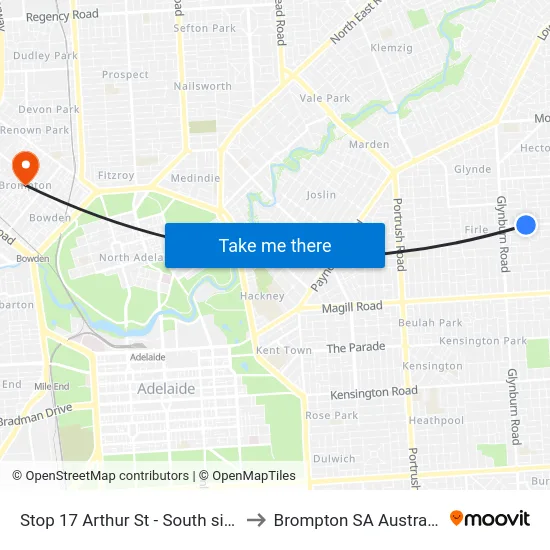 Stop 17 Arthur St - South side to Brompton SA Australia map
