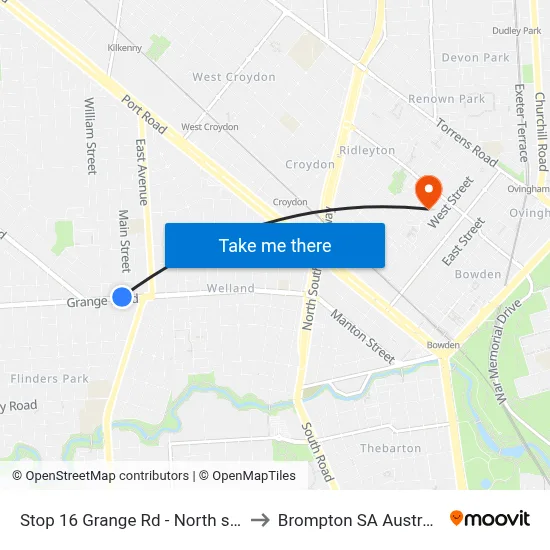 Stop 16 Grange Rd - North side to Brompton SA Australia map