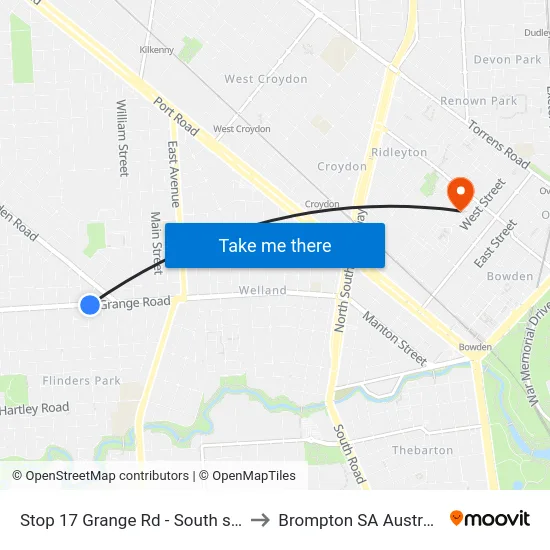 Stop 17 Grange Rd - South side to Brompton SA Australia map