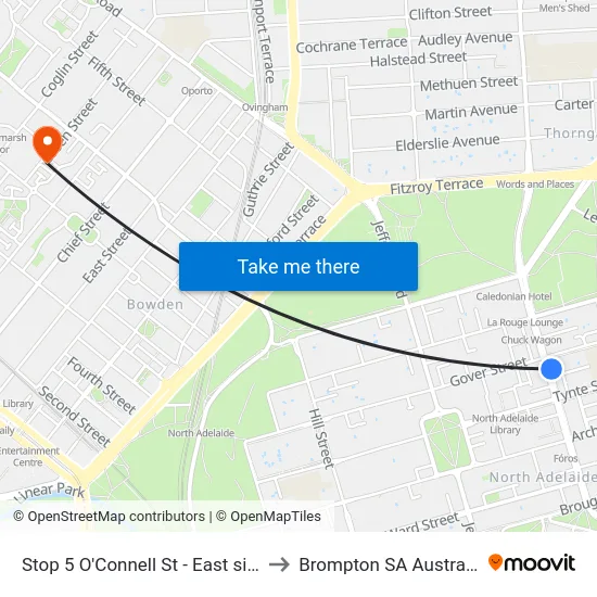 Stop 5 O'Connell St - East side to Brompton SA Australia map