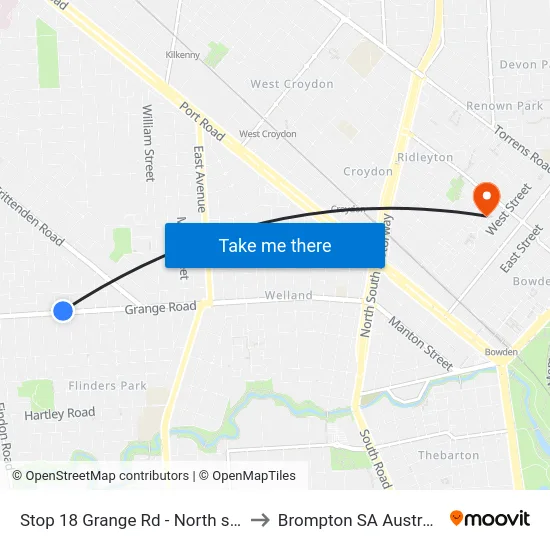 Stop 18 Grange Rd - North side to Brompton SA Australia map