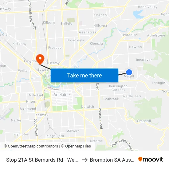 Stop 21A St Bernards Rd - West side to Brompton SA Australia map