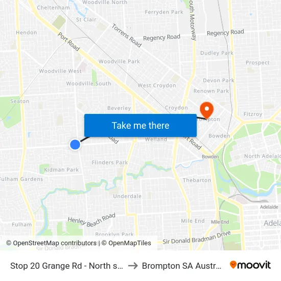 Stop 20 Grange Rd - North side to Brompton SA Australia map