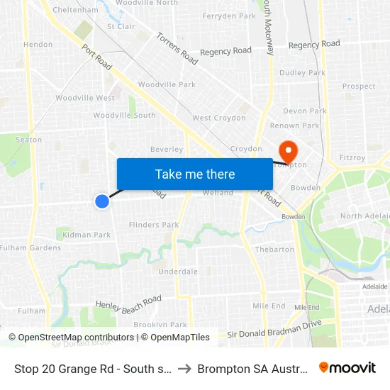 Stop 20 Grange Rd - South side to Brompton SA Australia map