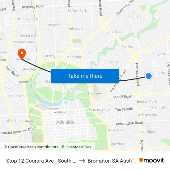 Stop 12 Coorara Ave - South side to Brompton SA Australia map