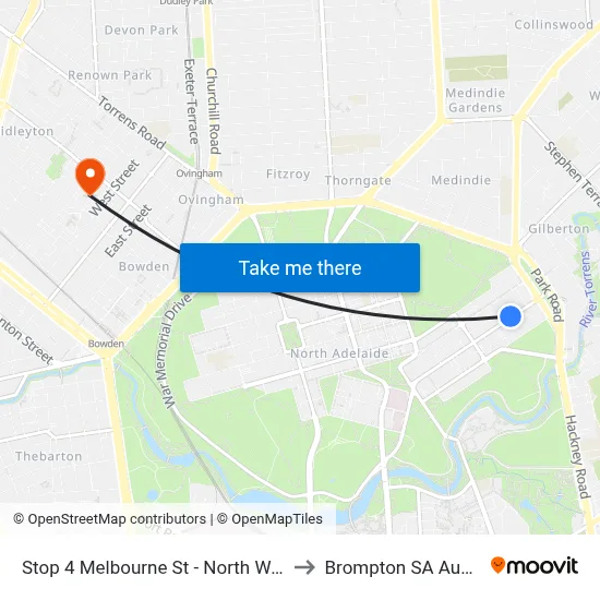 Stop 4 Melbourne St - North West side to Brompton SA Australia map