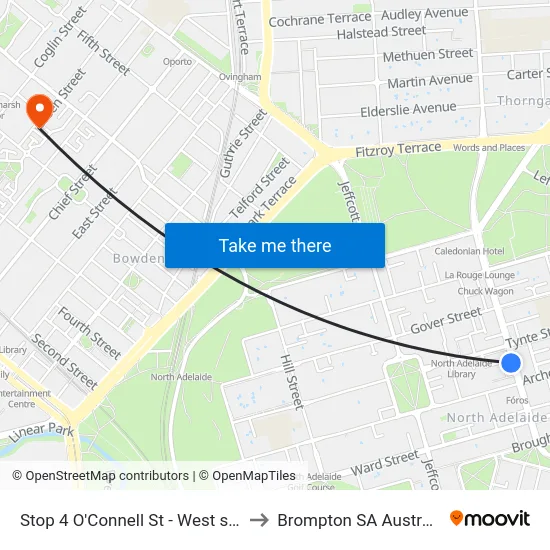Stop 4 O'Connell St - West side to Brompton SA Australia map