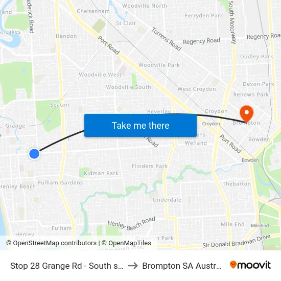 Stop 28 Grange Rd - South side to Brompton SA Australia map