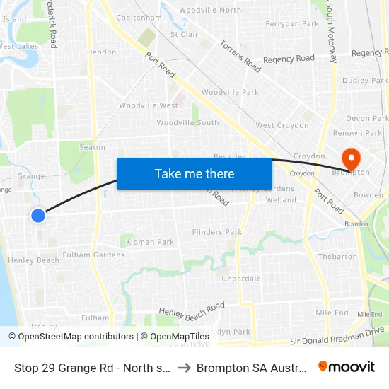 Stop 29 Grange Rd - North side to Brompton SA Australia map