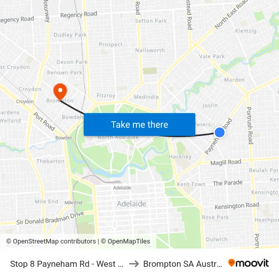 Stop 8 Payneham Rd - West side to Brompton SA Australia map