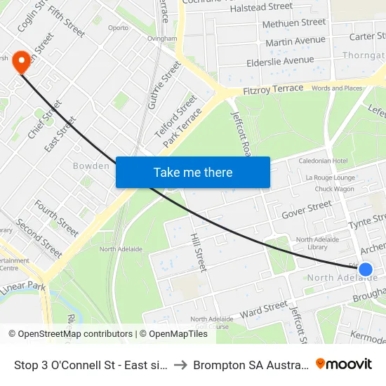 Stop 3 O'Connell St - East side to Brompton SA Australia map