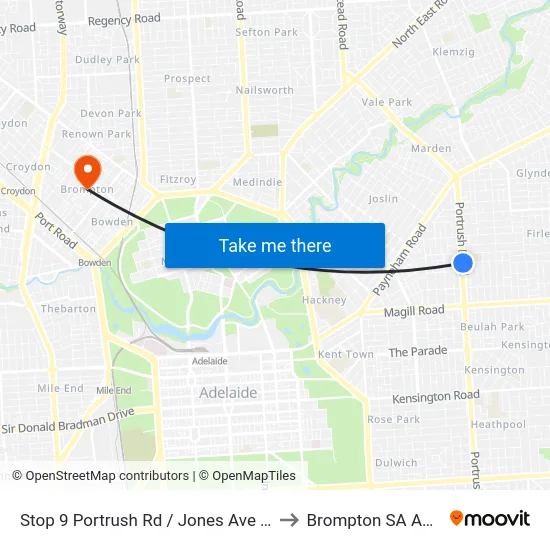 Stop 9 Portrush Rd / Jones Ave - East side to Brompton SA Australia map