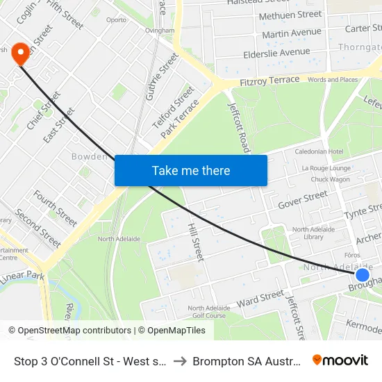 Stop 3 O'Connell St - West side to Brompton SA Australia map