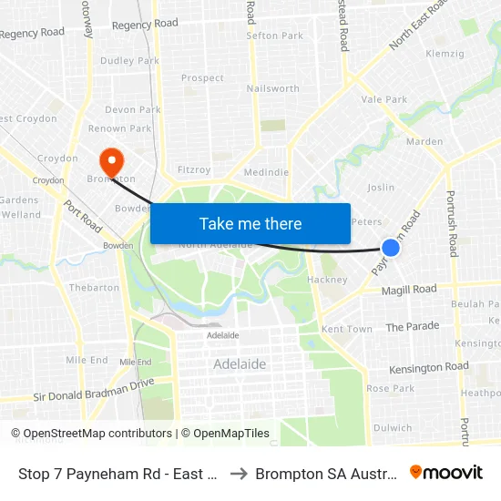 Stop 7 Payneham Rd - East side to Brompton SA Australia map