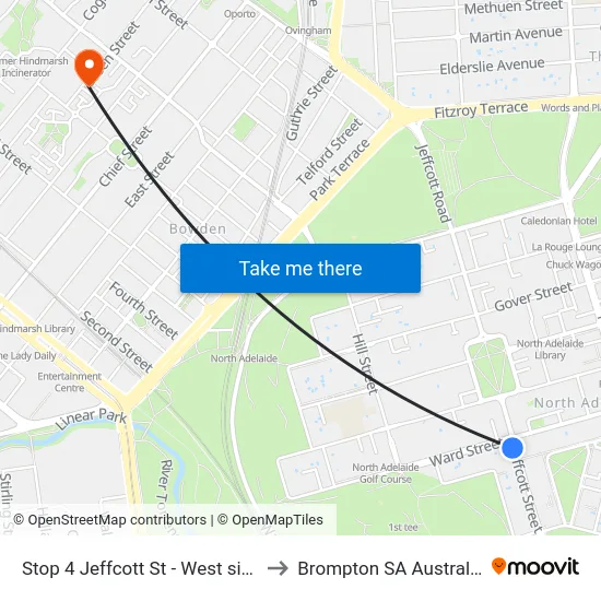 Stop 4 Jeffcott St - West side to Brompton SA Australia map