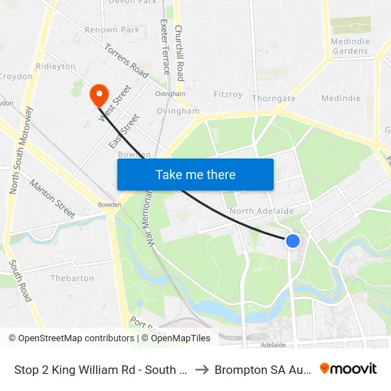 Stop 2 King William Rd - South East side to Brompton SA Australia map