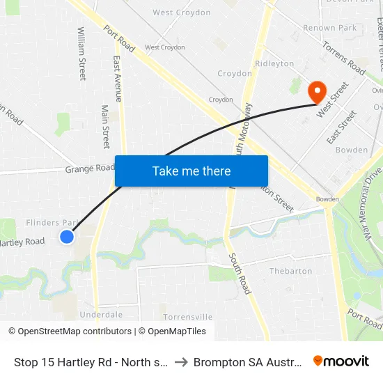 Stop 15 Hartley Rd - North side to Brompton SA Australia map