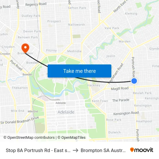 Stop 8A Portrush Rd - East side to Brompton SA Australia map