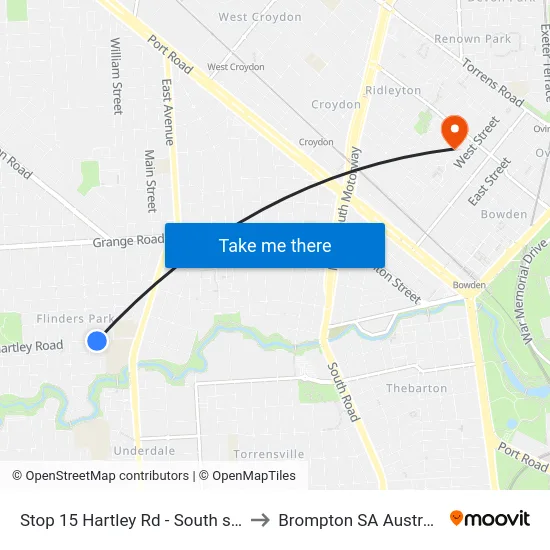 Stop 15 Hartley Rd - South side to Brompton SA Australia map