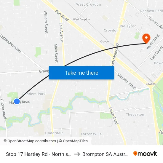 Stop 17 Hartley Rd - North side to Brompton SA Australia map