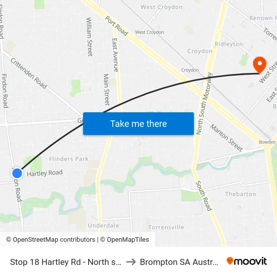 Stop 18 Hartley Rd - North side to Brompton SA Australia map