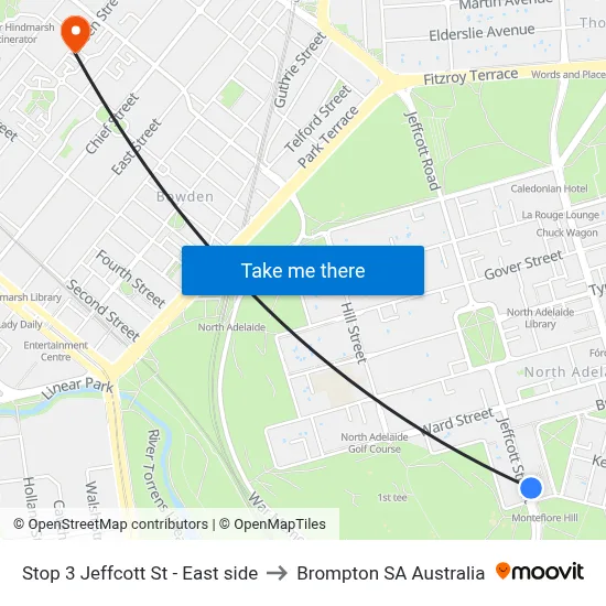 Stop 3 Jeffcott St - East side to Brompton SA Australia map