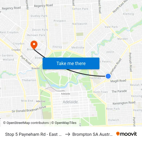 Stop 5 Payneham Rd - East side to Brompton SA Australia map
