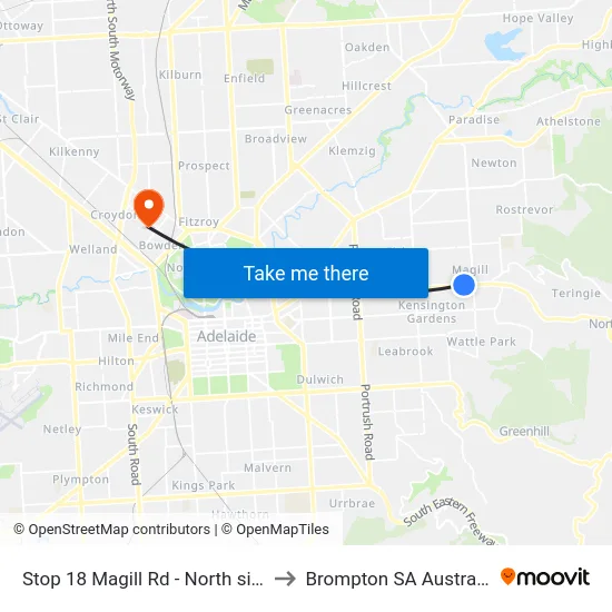Stop 18 Magill Rd - North side to Brompton SA Australia map