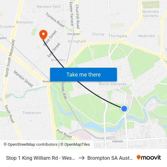 Stop 1 King William Rd - West side to Brompton SA Australia map