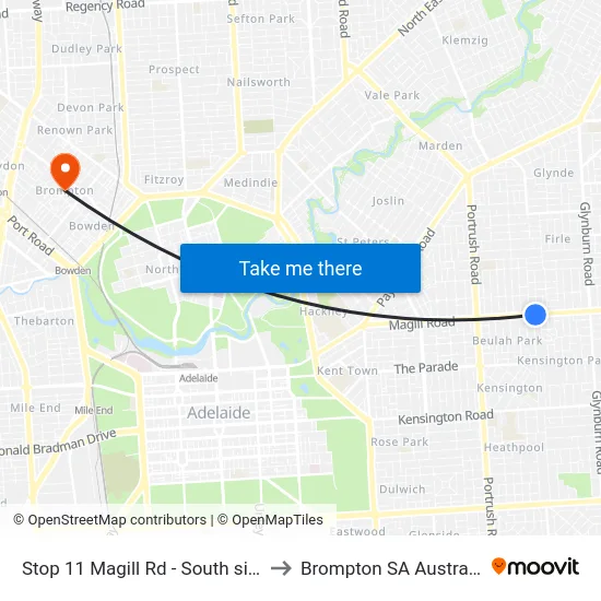 Stop 11 Magill Rd - South side to Brompton SA Australia map