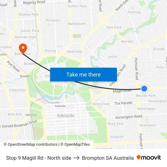 Stop 9 Magill Rd - North side to Brompton SA Australia map