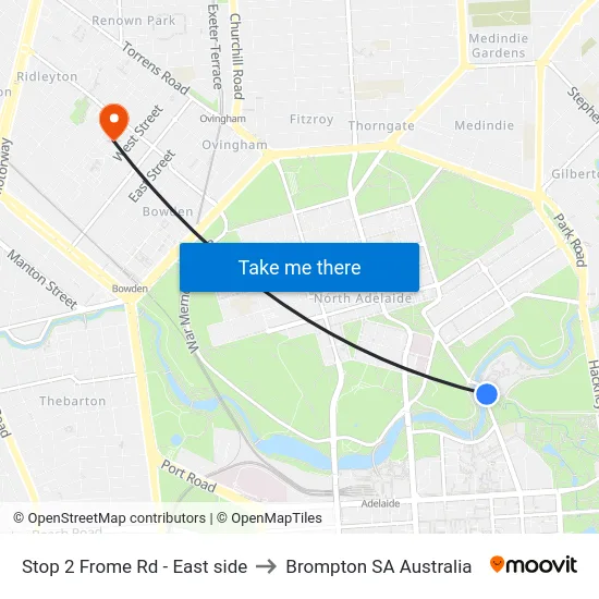 Stop 2 Frome Rd - East side to Brompton SA Australia map