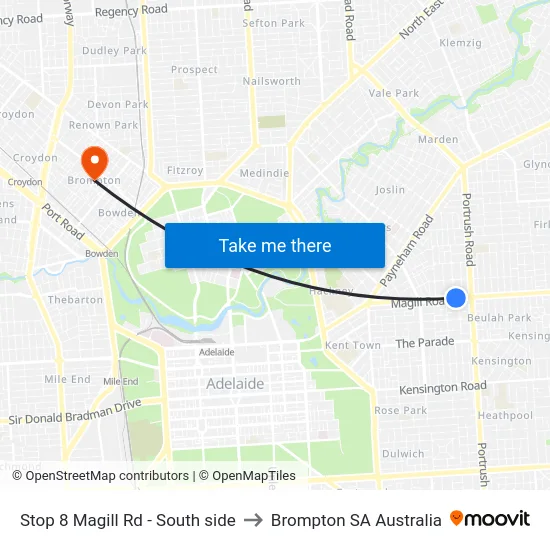 Stop 8 Magill Rd - South side to Brompton SA Australia map