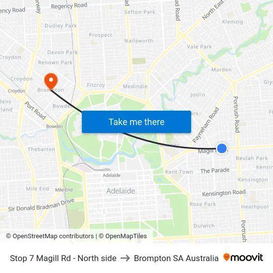 Stop 7 Magill Rd - North side to Brompton SA Australia map