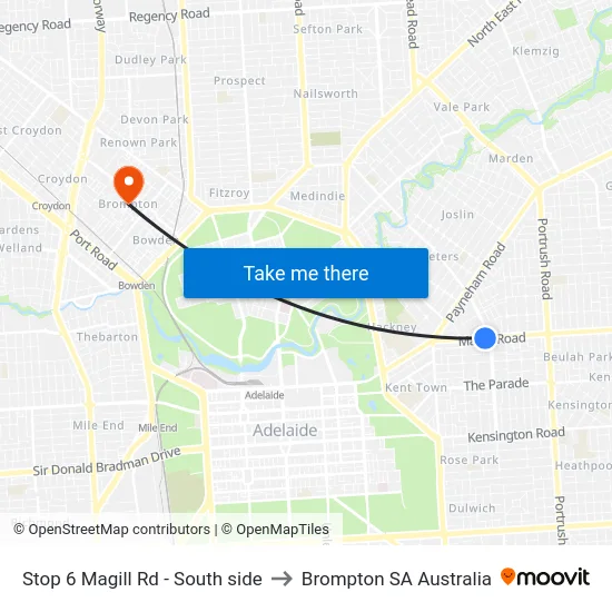 Stop 6 Magill Rd - South side to Brompton SA Australia map
