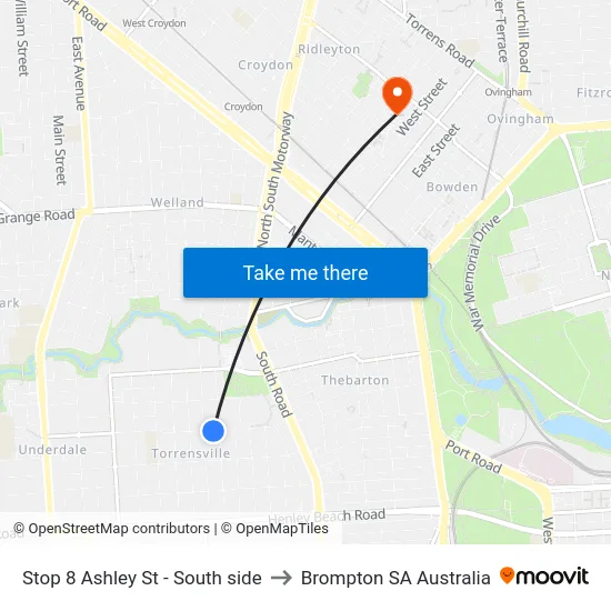 Stop 8 Ashley St - South side to Brompton SA Australia map