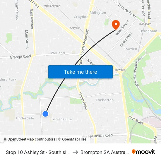 Stop 10 Ashley St - South side to Brompton SA Australia map