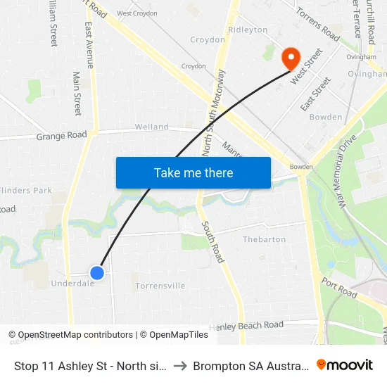 Stop 11 Ashley St - North side to Brompton SA Australia map
