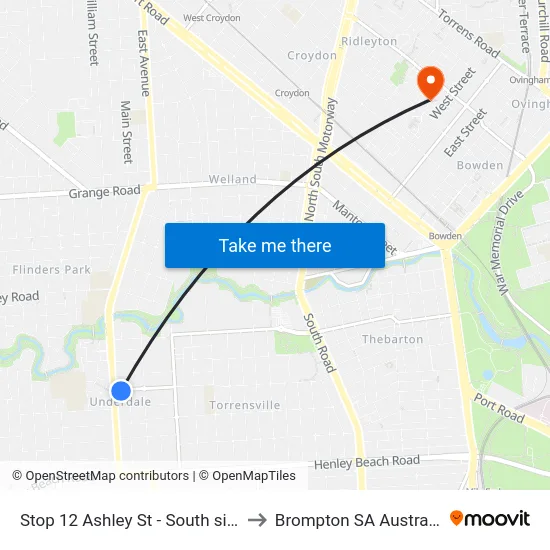 Stop 12 Ashley St - South side to Brompton SA Australia map